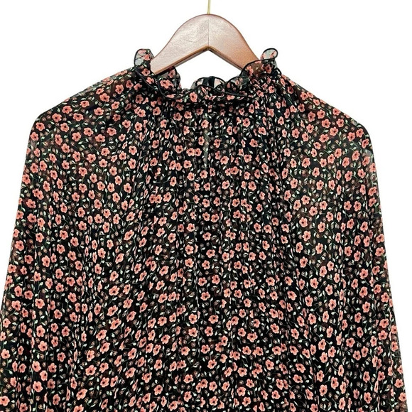 C/MEO Collective Longevity Floral Sheer Smocked Long Sleeve Mini Dress Size M - Picture 7 of 11